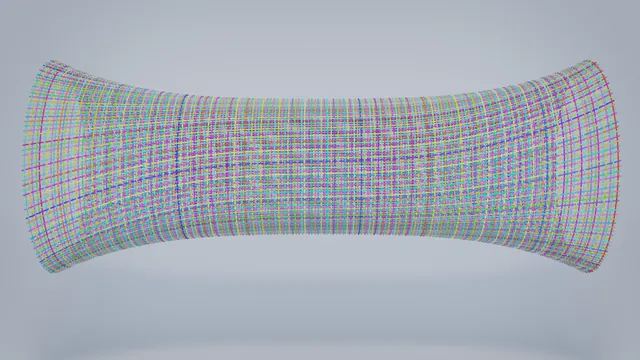 A woven cylinder twisted by spinning and pulling its two open ends.